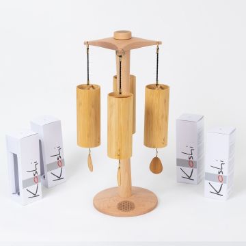 Chime Stand Flower of Life with Koshi Set Aqua, Aria, Terra, Ignis